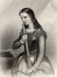 Ilustração de Joana d&39;Arc (1412-31) de &39;Mulheres notáveis do mundo&39; por Mary Cowden Clarke, 1858